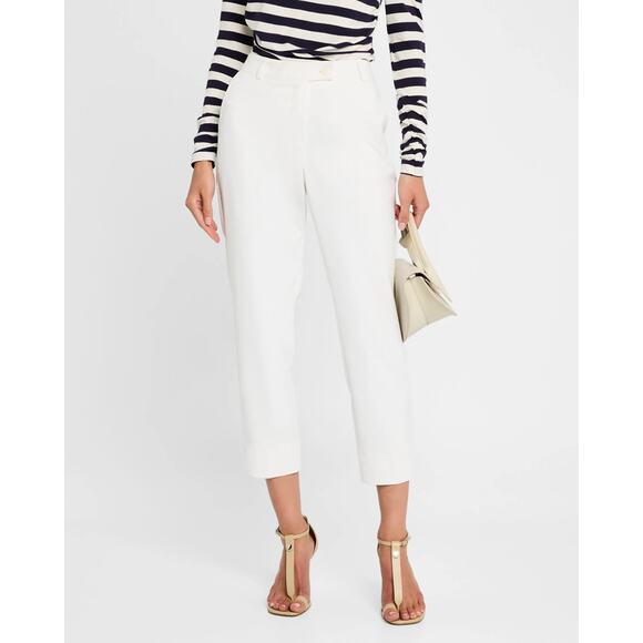 Maison Common Mid-Rise Slim-Leg Ankle Navy Cotton-Blend Pants Size 42 US 12 - Picture 9 of 11